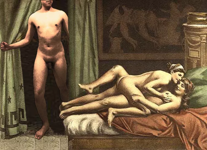 Erotic Encounter [Based on De figuris Veneris, illustrated by Édouard-Henri Avril (1824)]