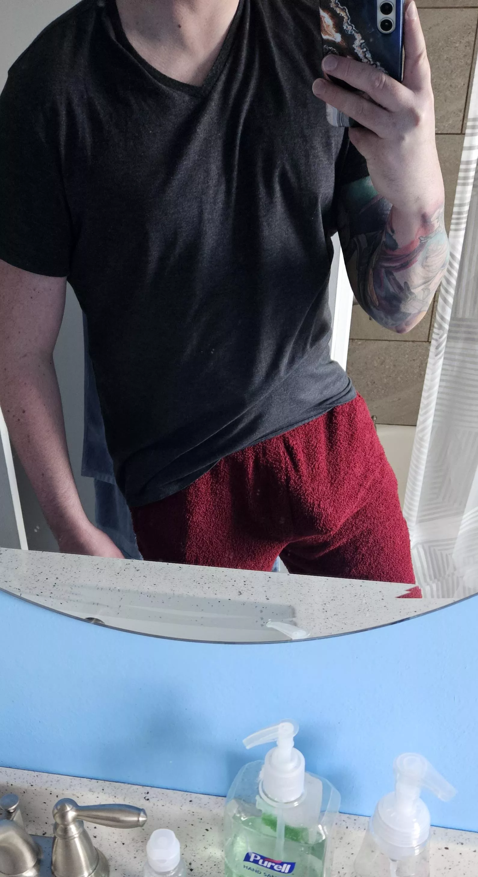 Horny af after my shower. I can't keep him down