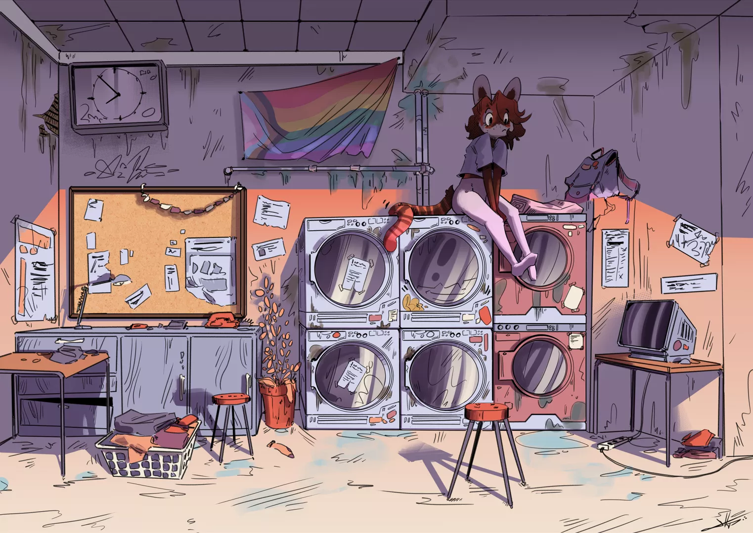 Doing the laundry but ur a cute red panda ⭐ (By me.)