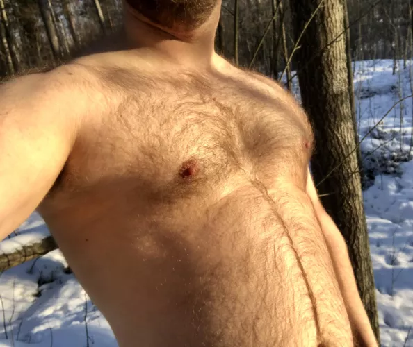 Five degrees in the morning but I got my fur to keep me warm [38]