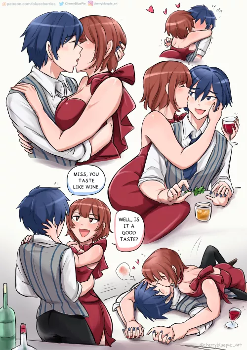 OC: bartender and his new drunk n affectionate girlfriend