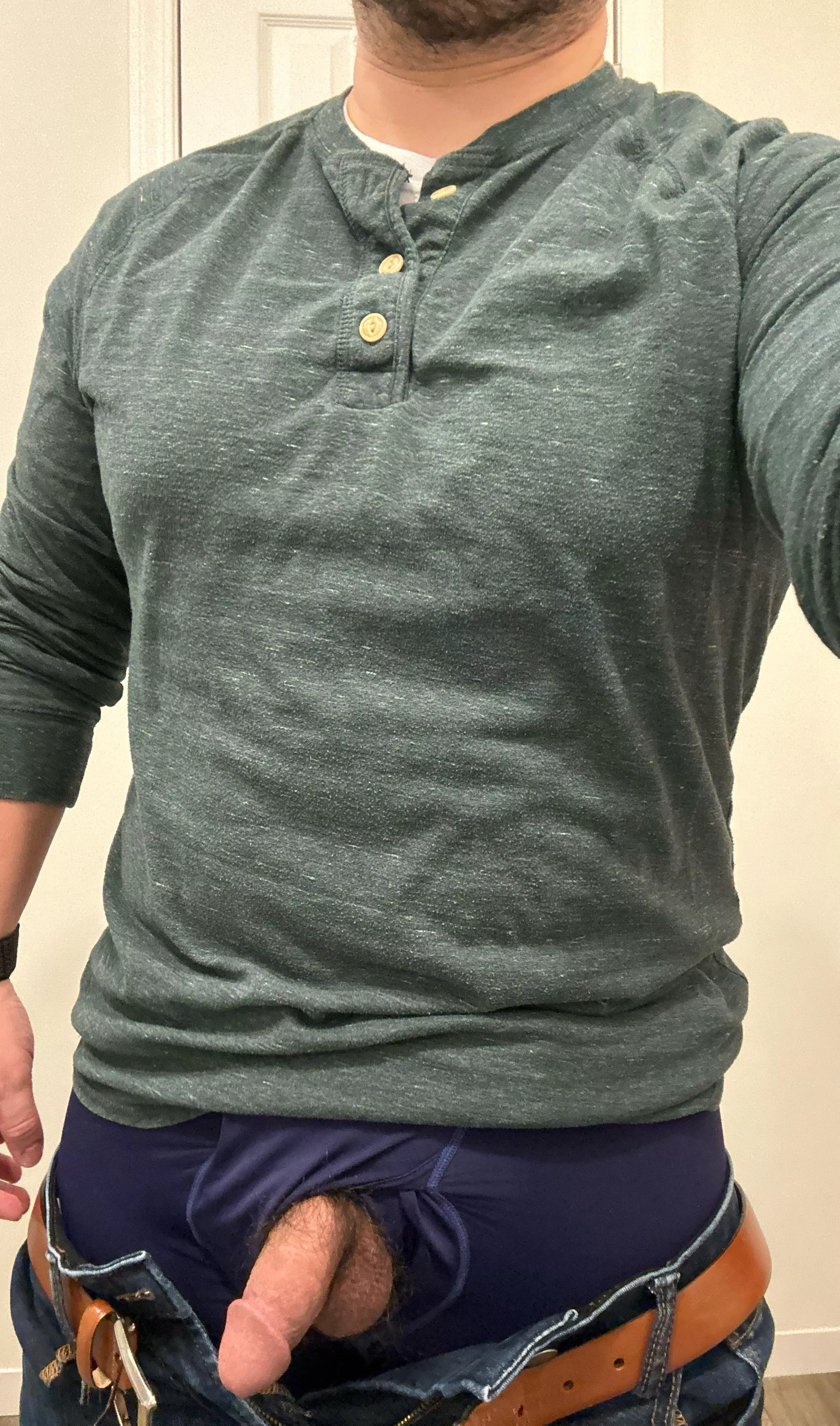 Through the fly or over the top to pee??