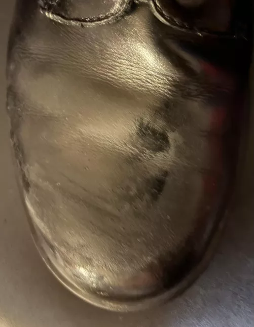 Tried to do a mirror shine, bulling technique. Ended up with a gross caked on texture. How do I fix this?