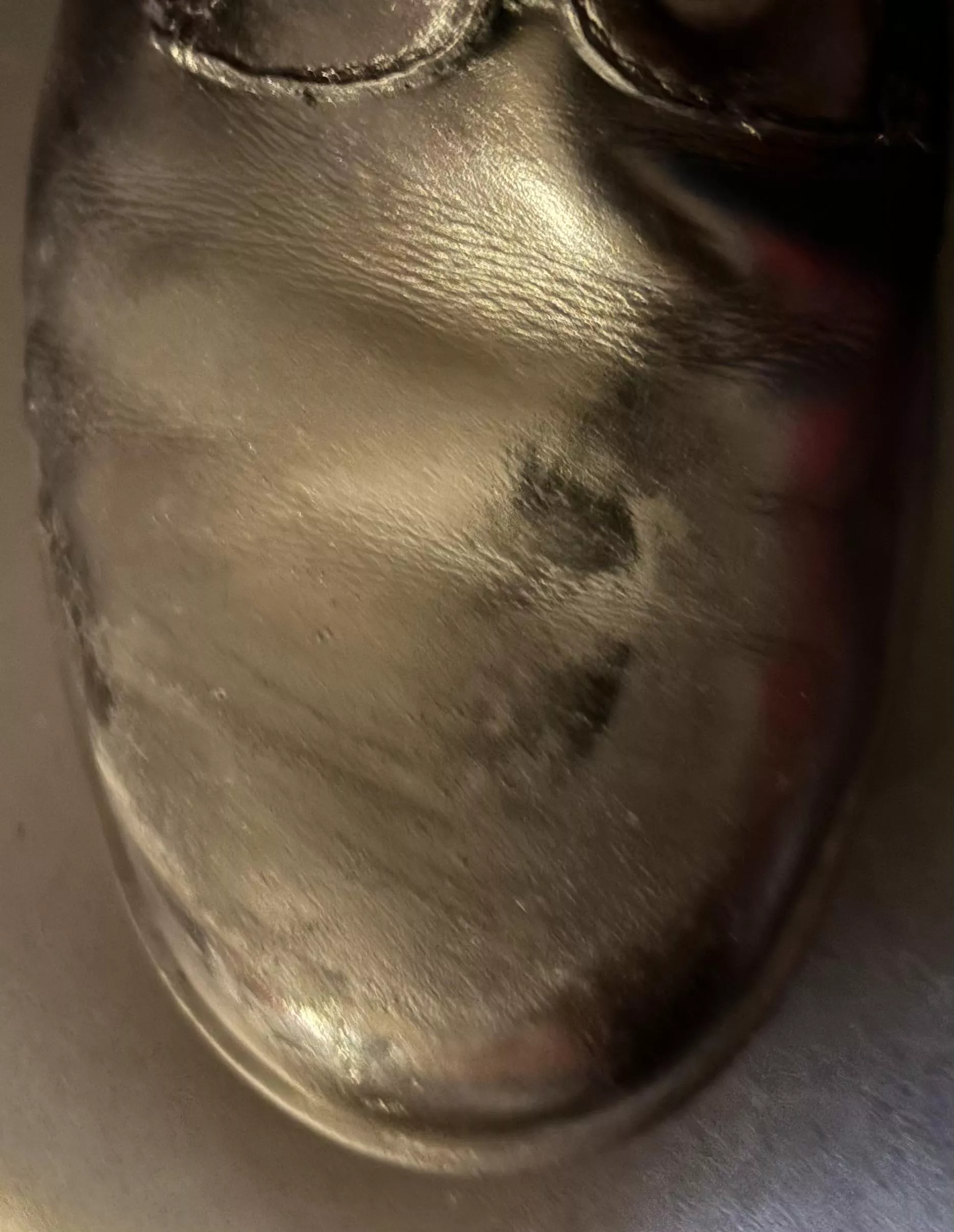 Tried to do a mirror shine, bulling technique. Ended up with a gross caked on texture. How do I fix this?
