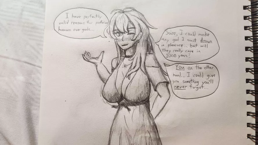 A Goddess of Love tells you why she's interested in you (GFD doodle by me)