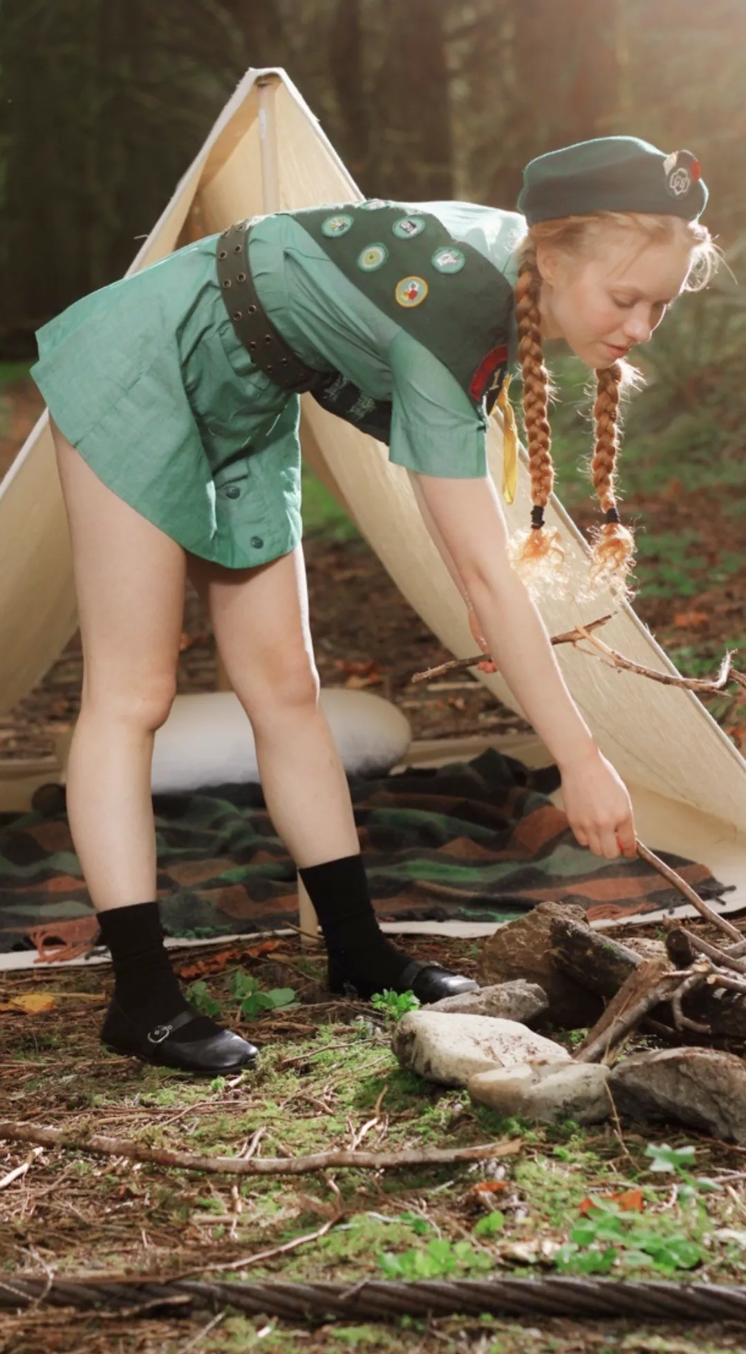 A little girl scout.