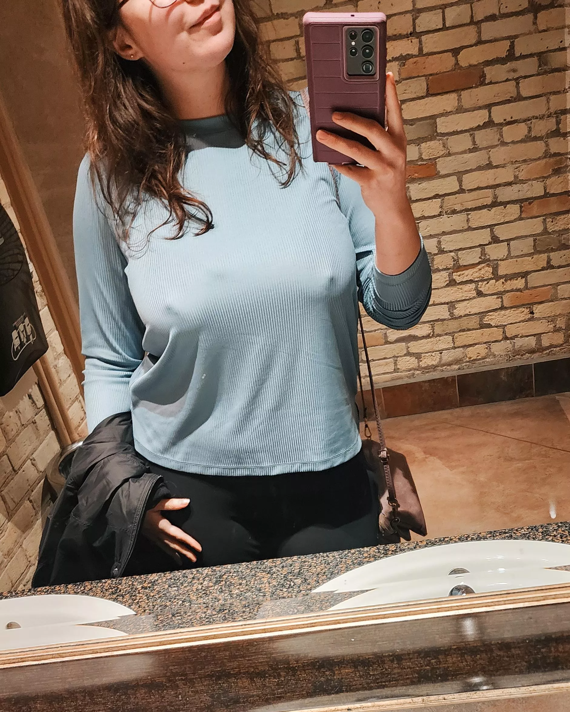 A milf who likes to show her hard nipples in public