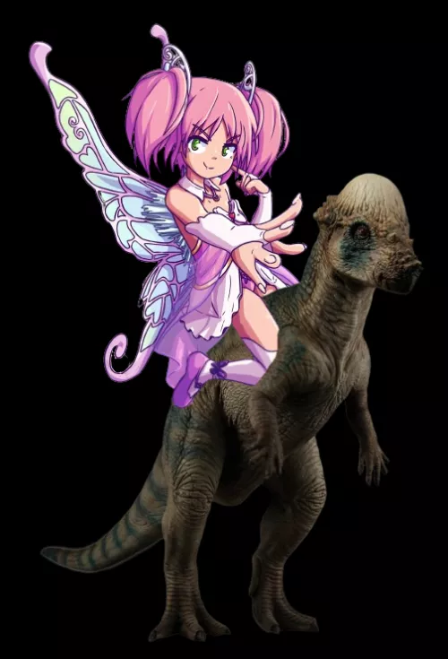 After a few hours and a ton of editing, Kyu on a Pachycephalosaurus. This is Lore accurate.