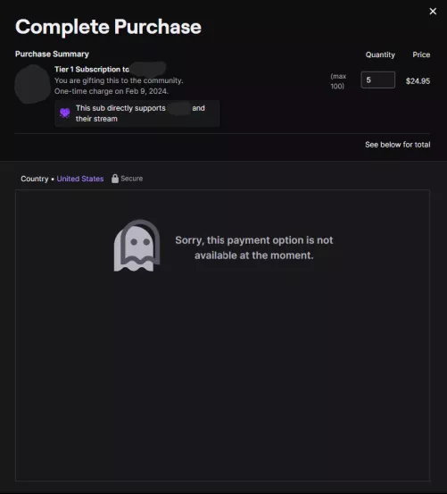 Anyone know why I can't gift subs?