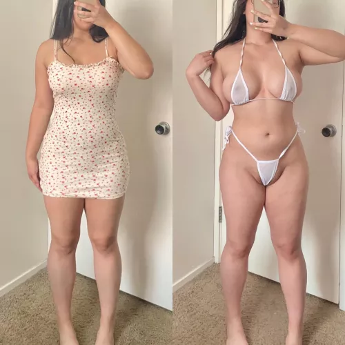 The choice between sundress and bikini..