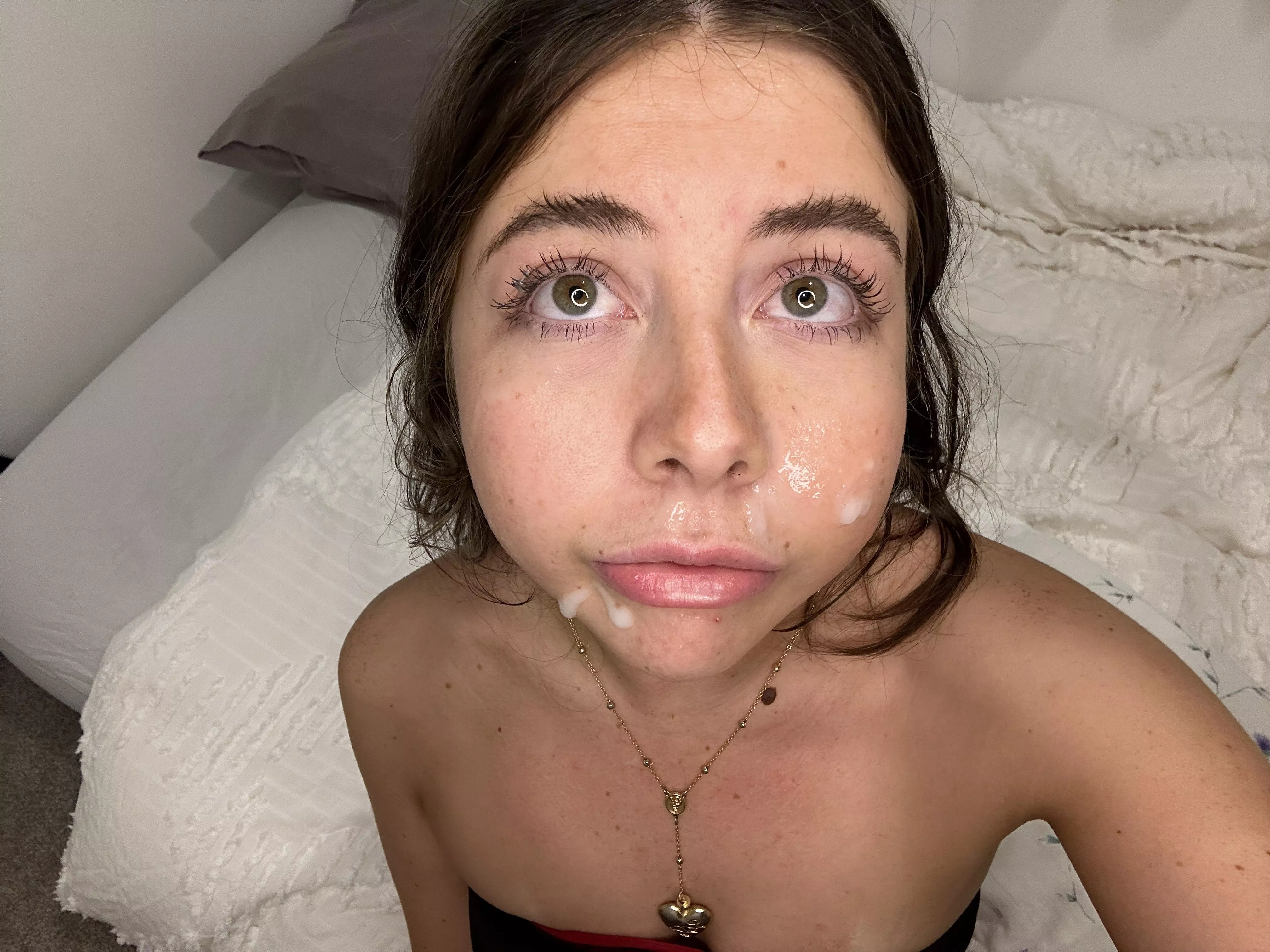 Watch your cum drip on my pretty face
