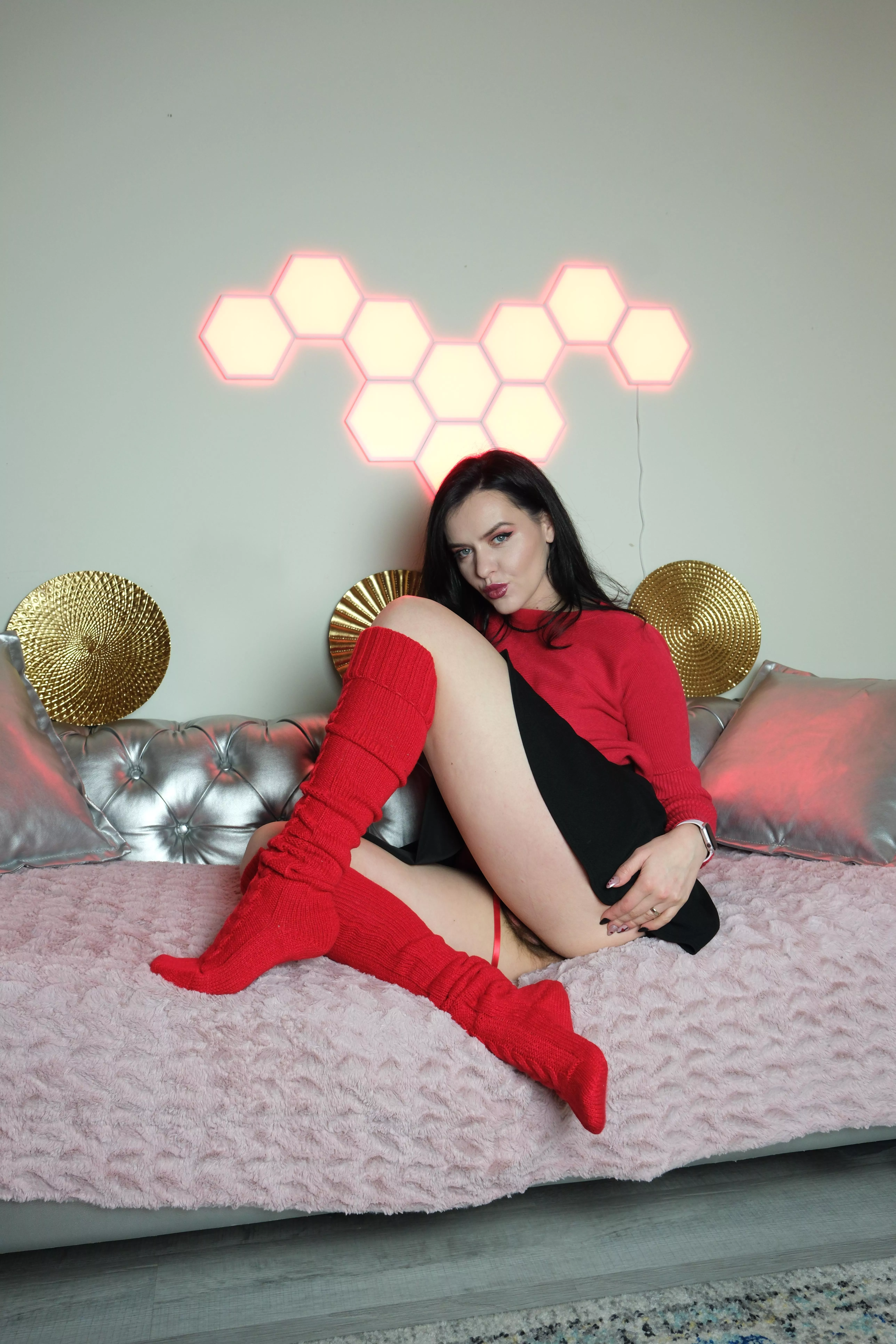 Would you like me to keep the socks on or off? (F)