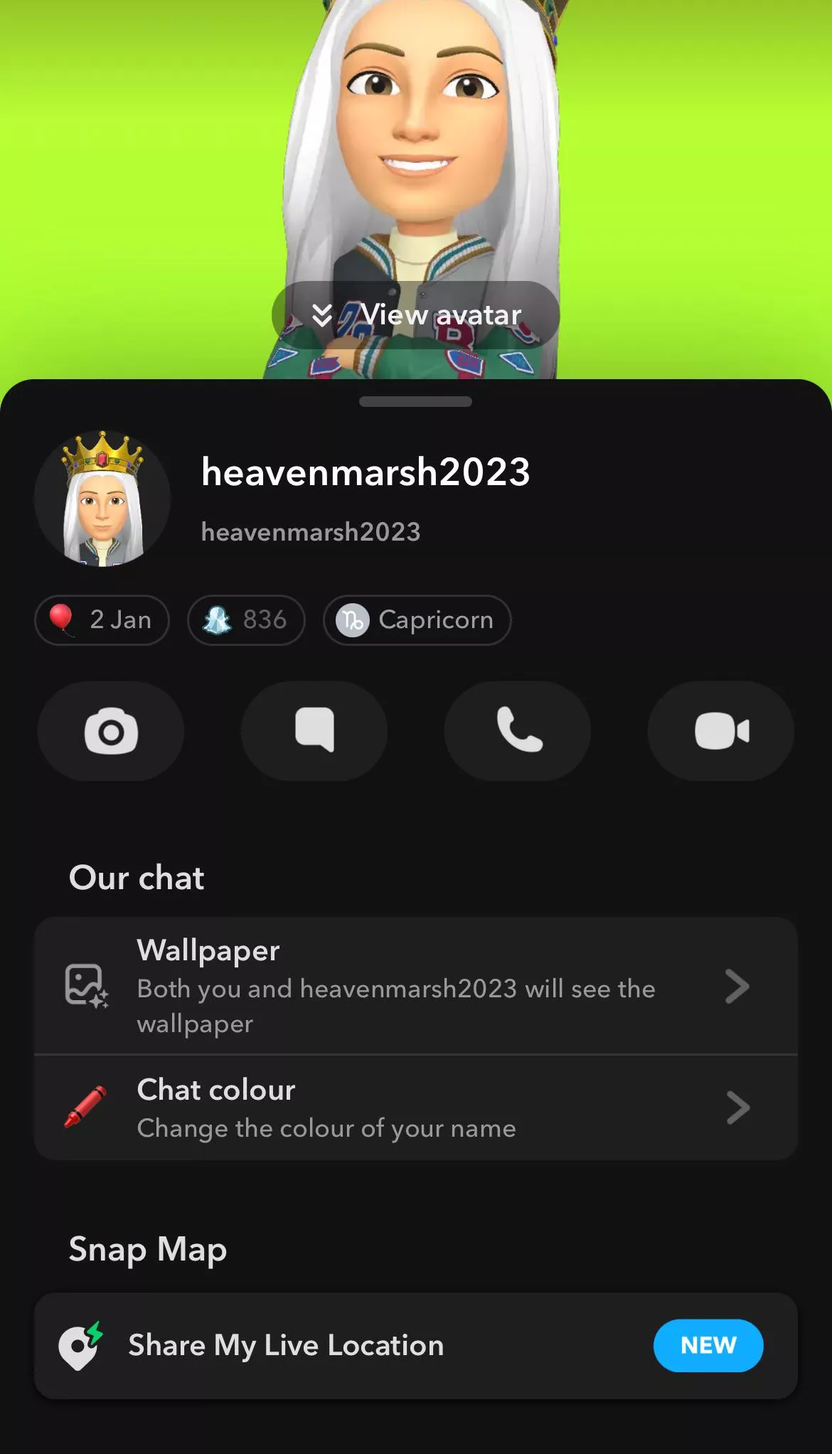 Add her for sexting or face time