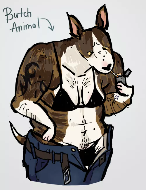 Butch terrier woman (thought I'd post it here since the last butch animal I drew got a lot of love <3)