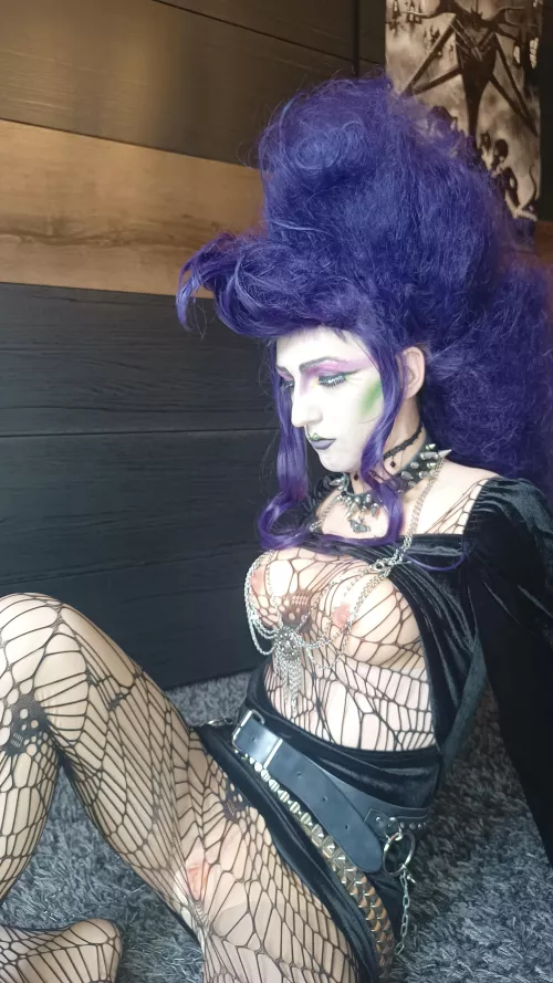 Deathrock nude drag 💜 hope you appreciate the effort 😘 #breastplate #fakebody
