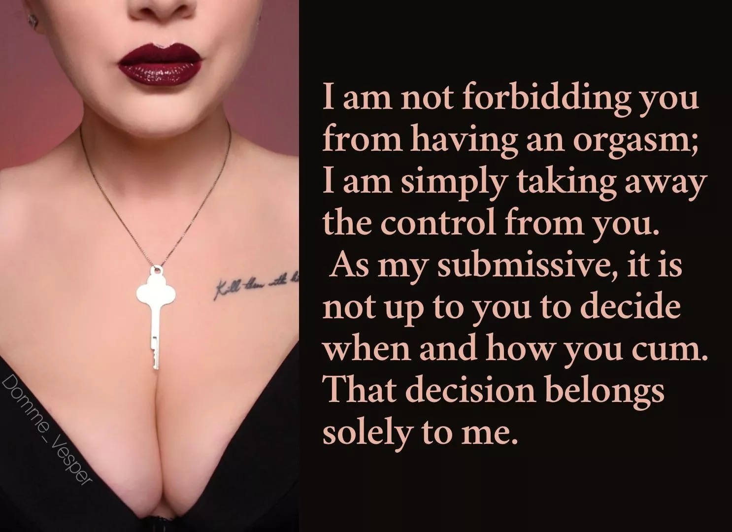 I am not forbidding you from having an orgasm; I am simply taking away the control from you. As my submissive, it is not up to you to decide when and how you cum. That decision belongs solely to me.