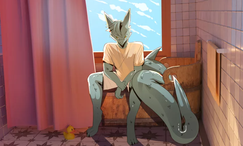 Just waiting to take a bath. (by me catcake5 Twitter and FA)