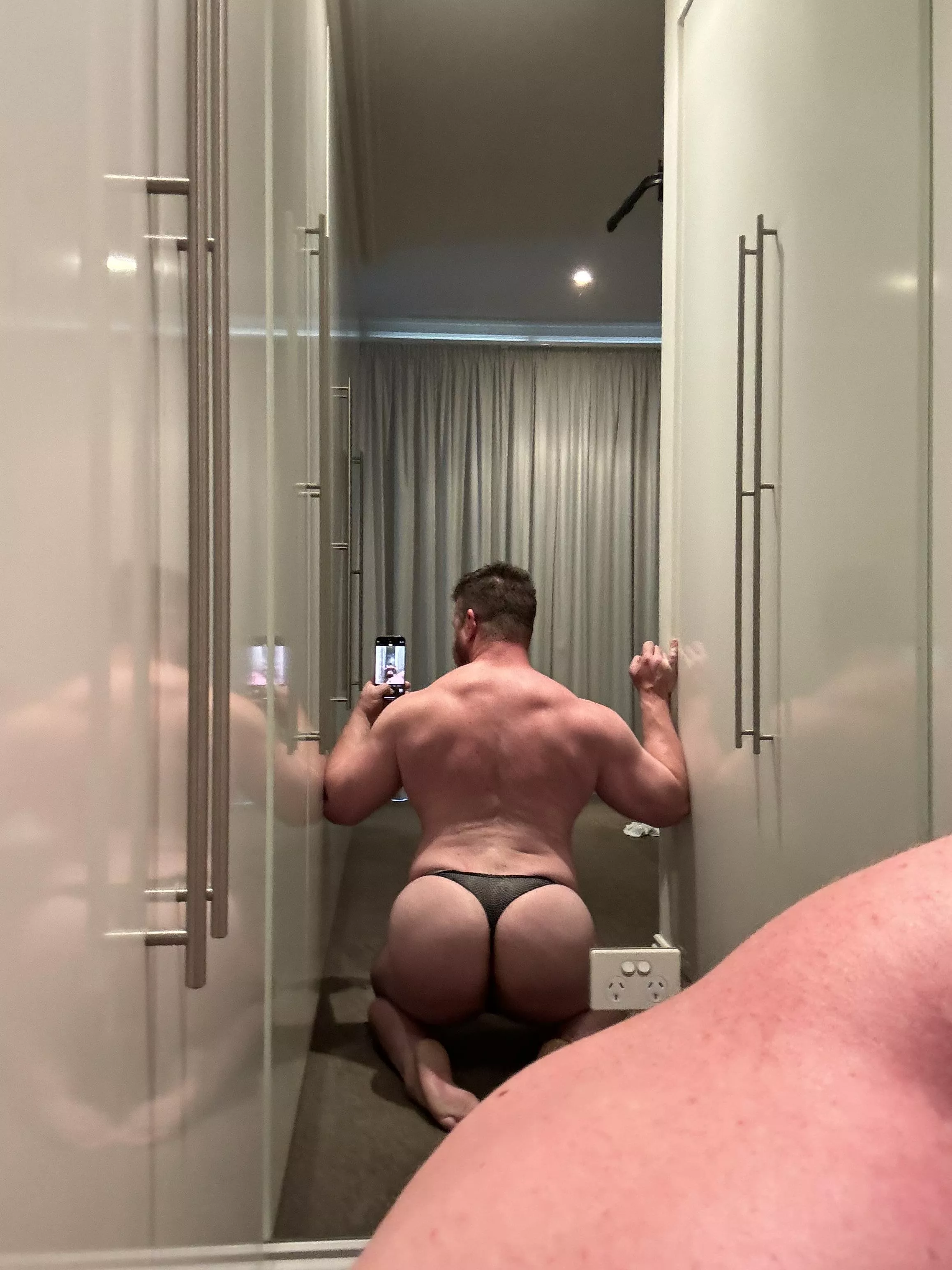 Love the feeling of a thong on my muscle pussy 🍑