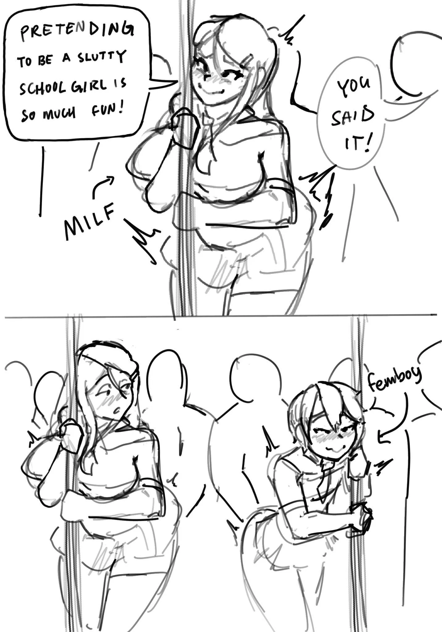 Oh no, I’m getting groped in the train, I swear I’m not hard at all~