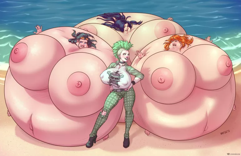 Beach Balls (BE, belly expansion, body expansion, nudity, immobile, inflation)