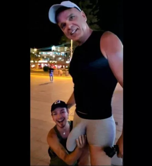 Boy adores my Obscene Bulge in a shopping mall