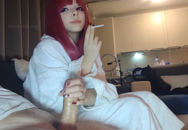 Can I rub your dick while I smoke? :3