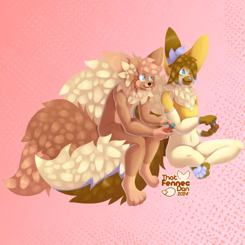 Fennecs fennecing (art by me, comms open)