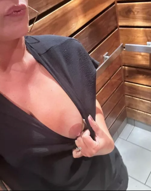 Just one boob in an elevator