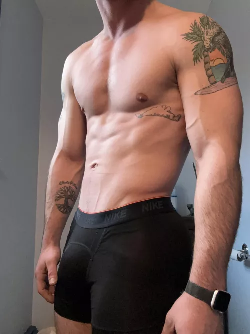 Little post gym bulge