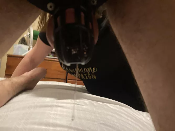 Locked and leaking while mistress teases me