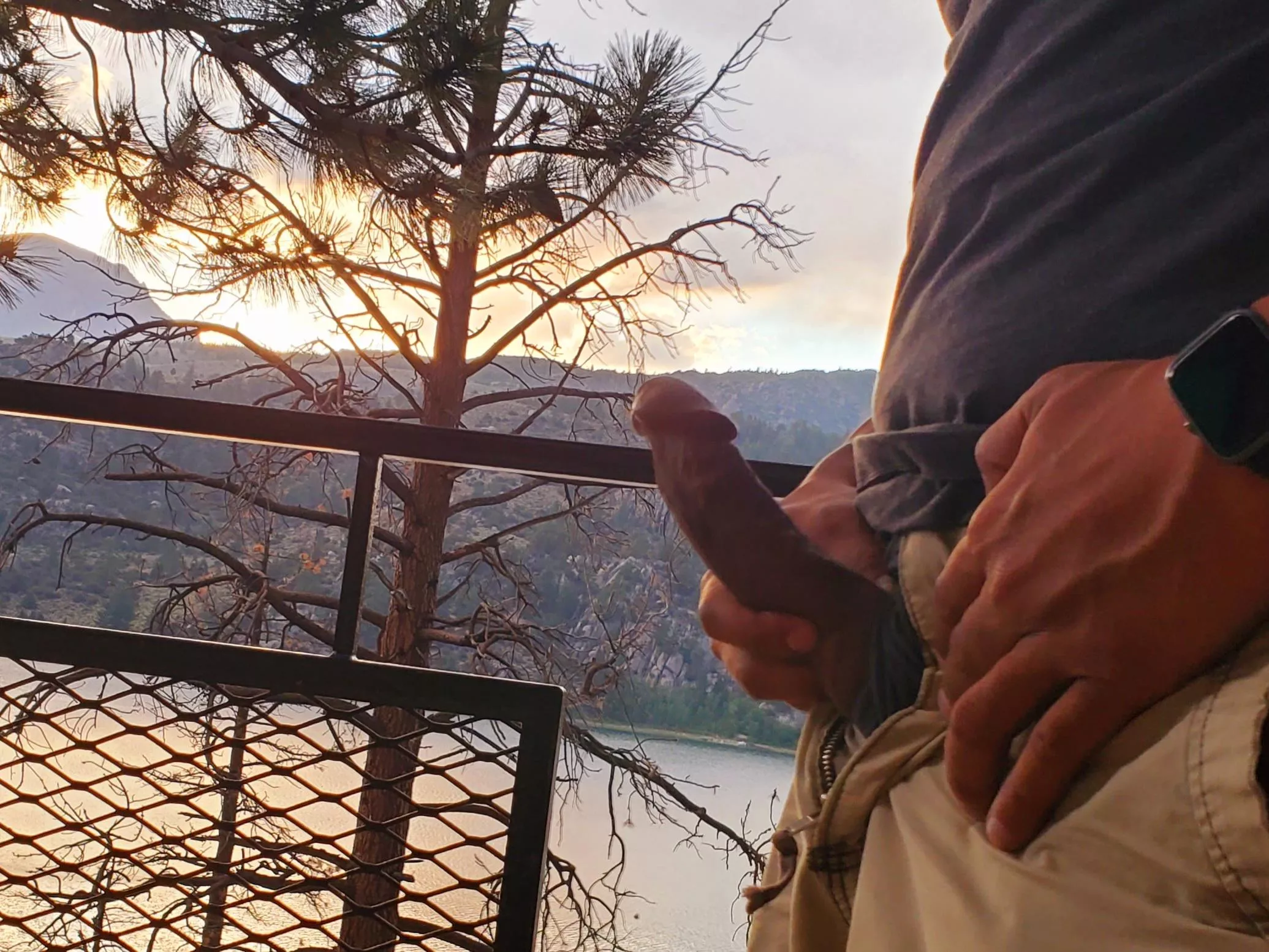 Morning wood on a hotel balcony.