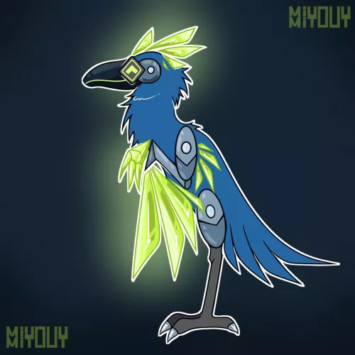 Protogen bird i drew for a art trade.