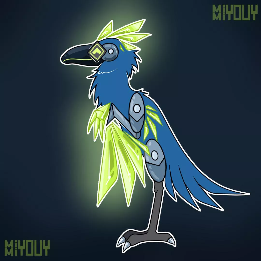 Protogen bird i drew for a art trade.