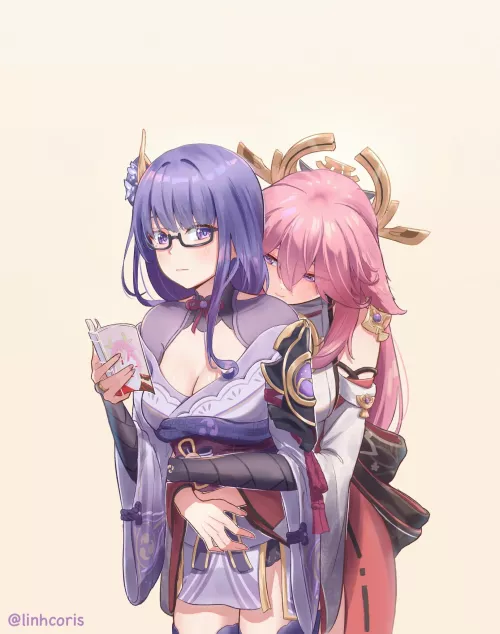 Raiden and Yae (By Linh) [Genshin Impact]