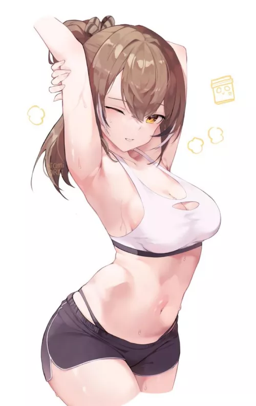 Sweaty Mumei workout[Hololive]
