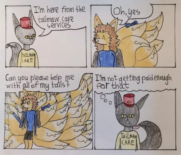 Tailmaw care services (Art by me, Kitsune character belongs to burn_the_kitsune on furaffinity)