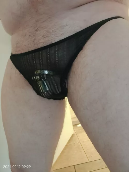 Tight Black panties and locked for 155 days so far
