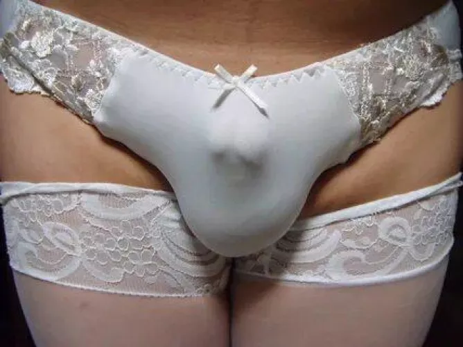 White panty bulge