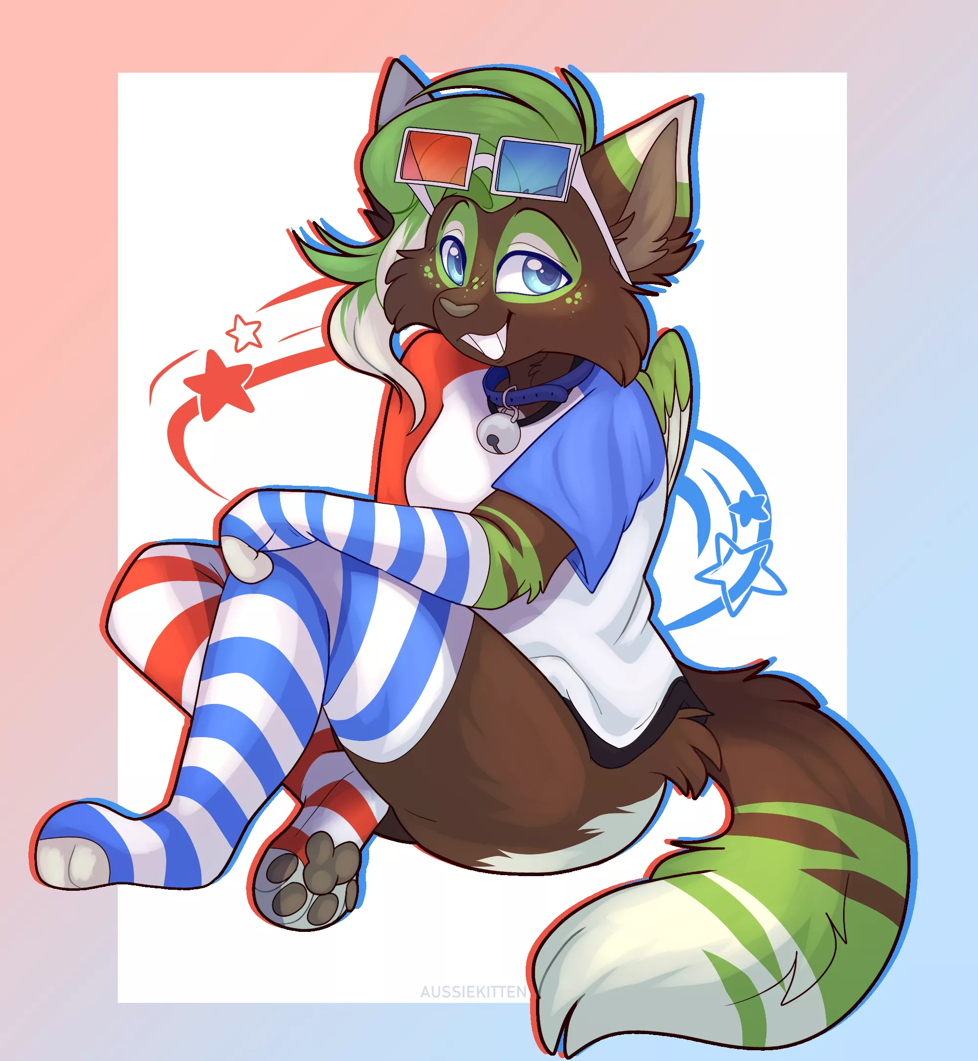 3D cat! 🐱❤️💙 (tried something new, what do yall think? 👉👈)