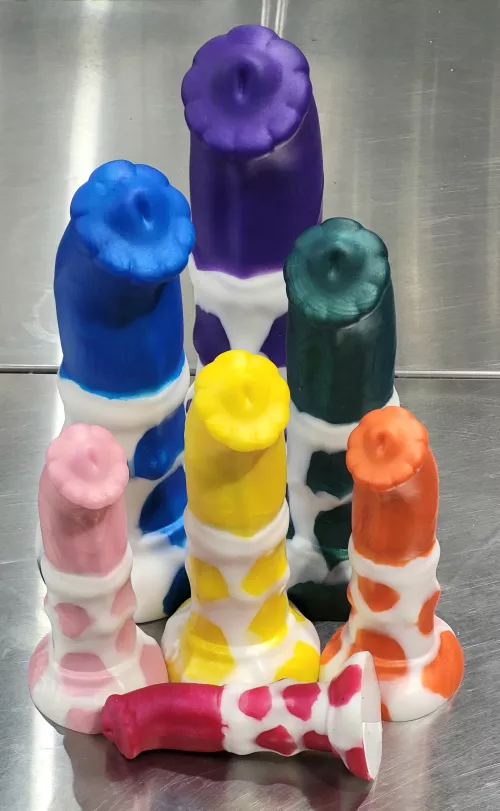 A whole herd of rainbow cows!