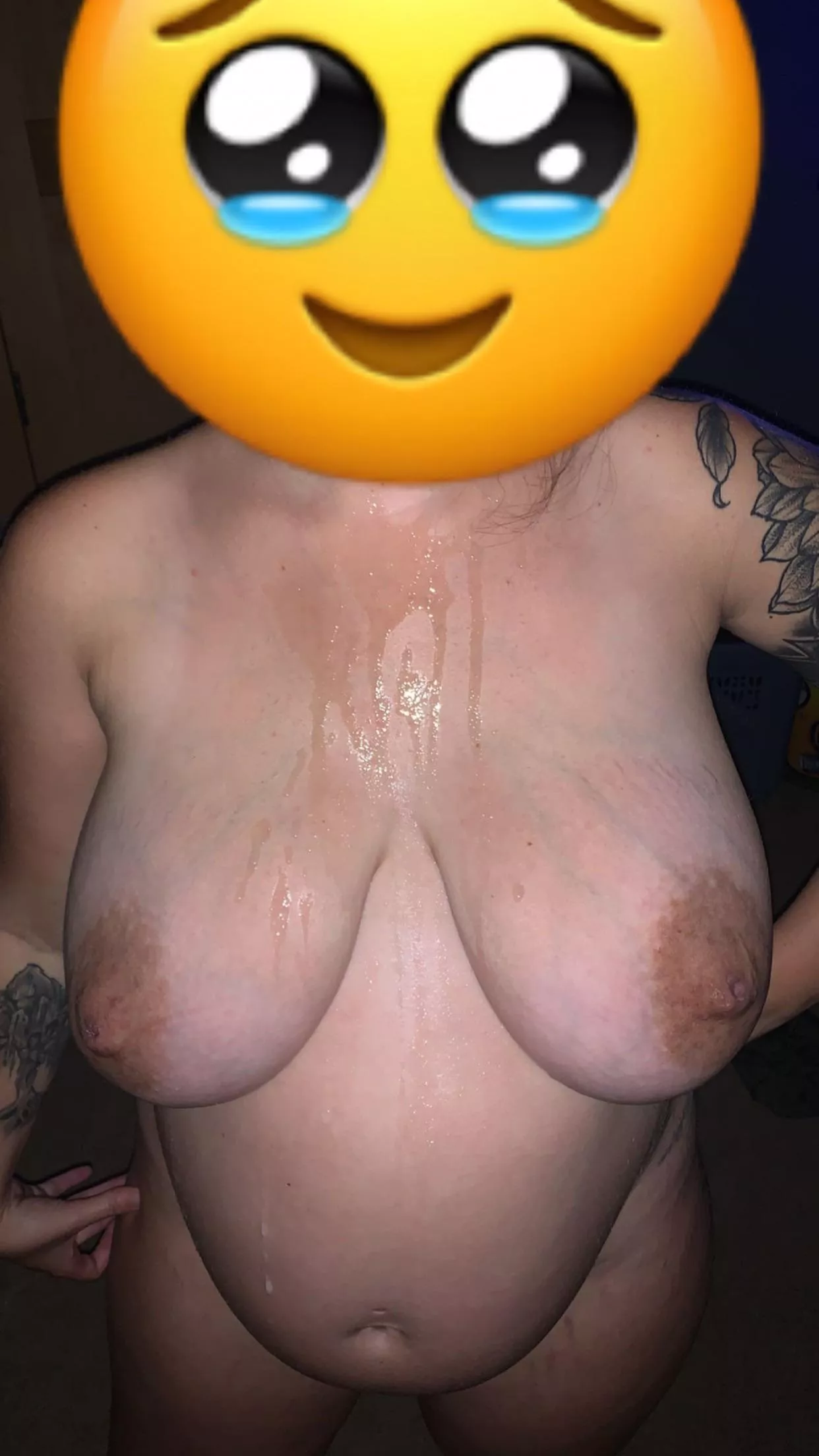 Finished all over her pregnant tits