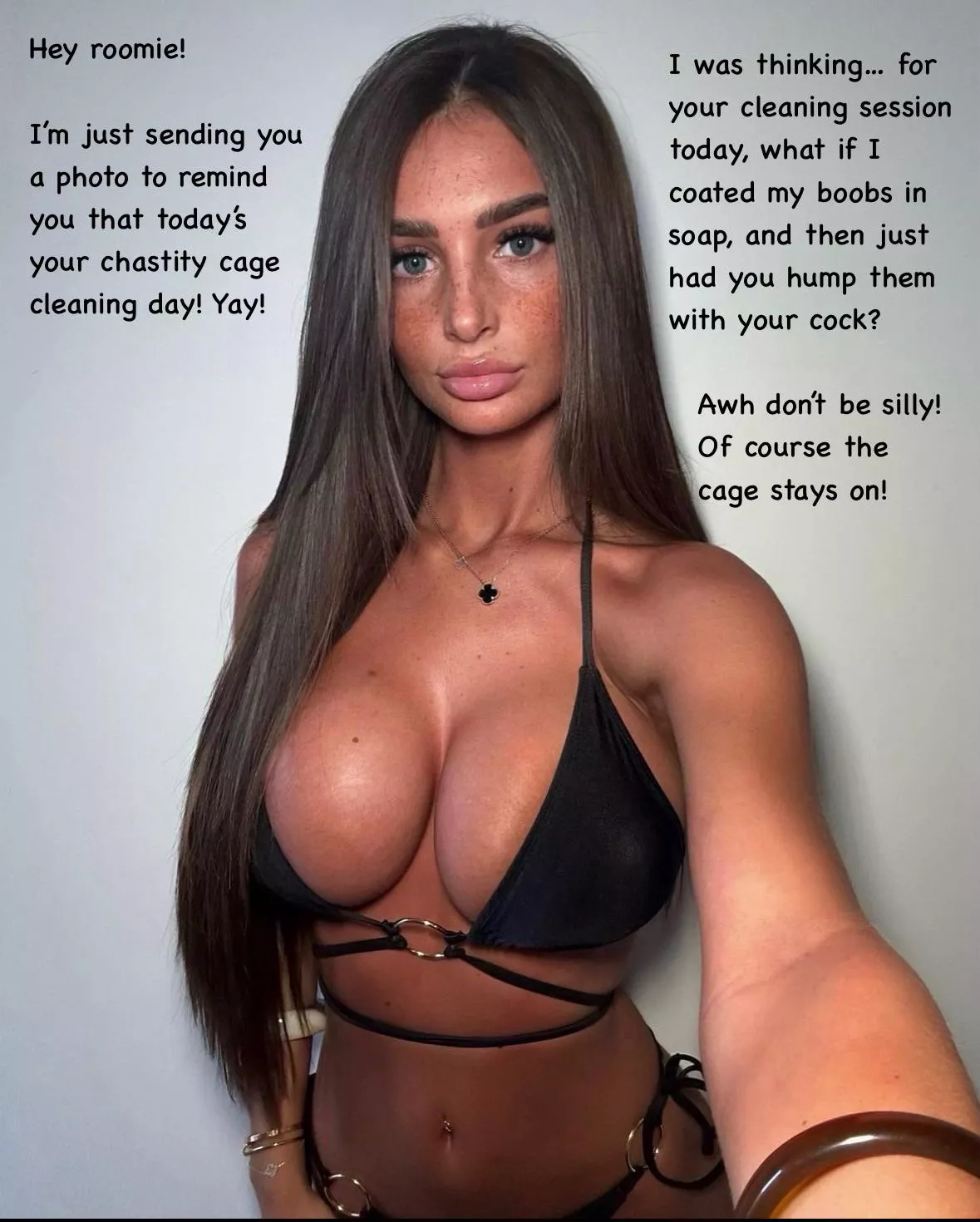 Hey roomie, it’s time to clean your cock cage!