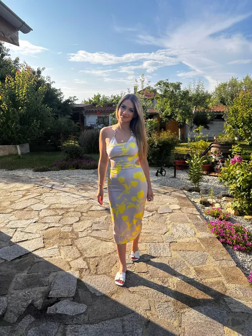 Looking radiant and sexy outside