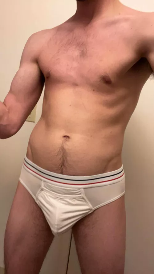 These white briefs are so soft and the pouch makes for easy access to my musky cock