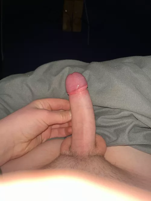Tight foreskin shiny head who wants to cum hang out