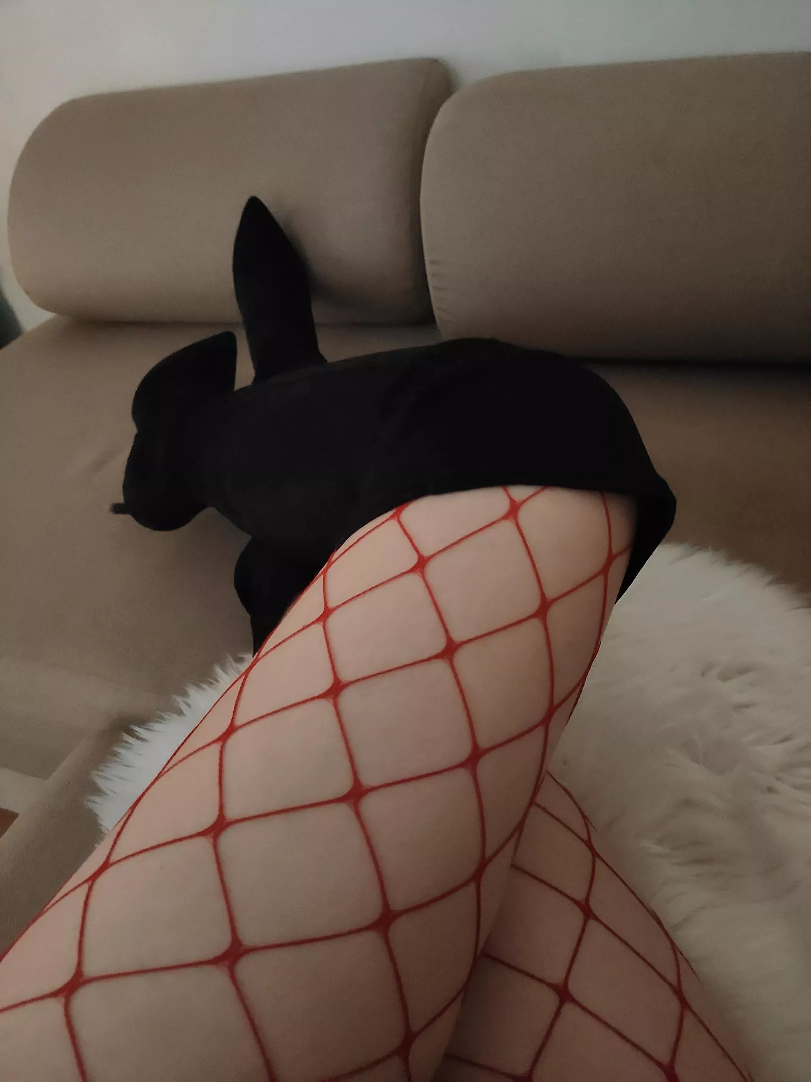 Boots and red fishnet