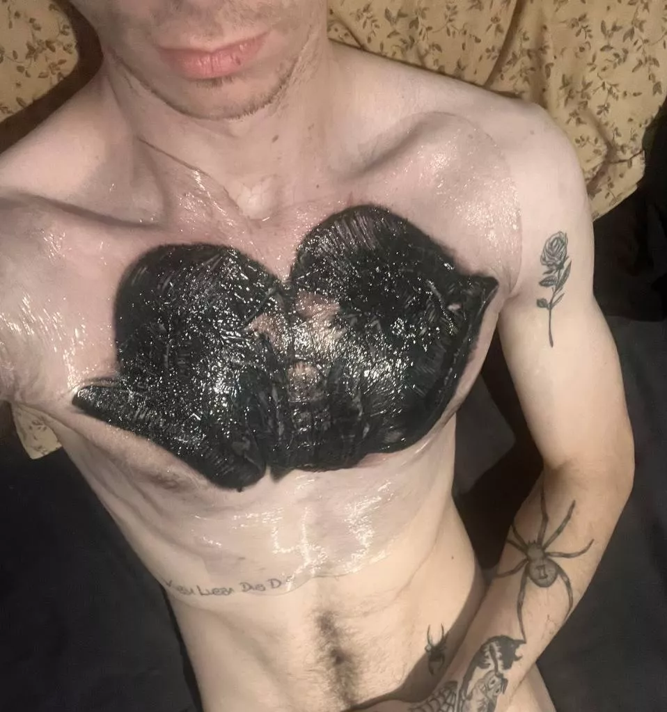 Definitely my biggest tattoo to date (still wrapped up) Ramshead