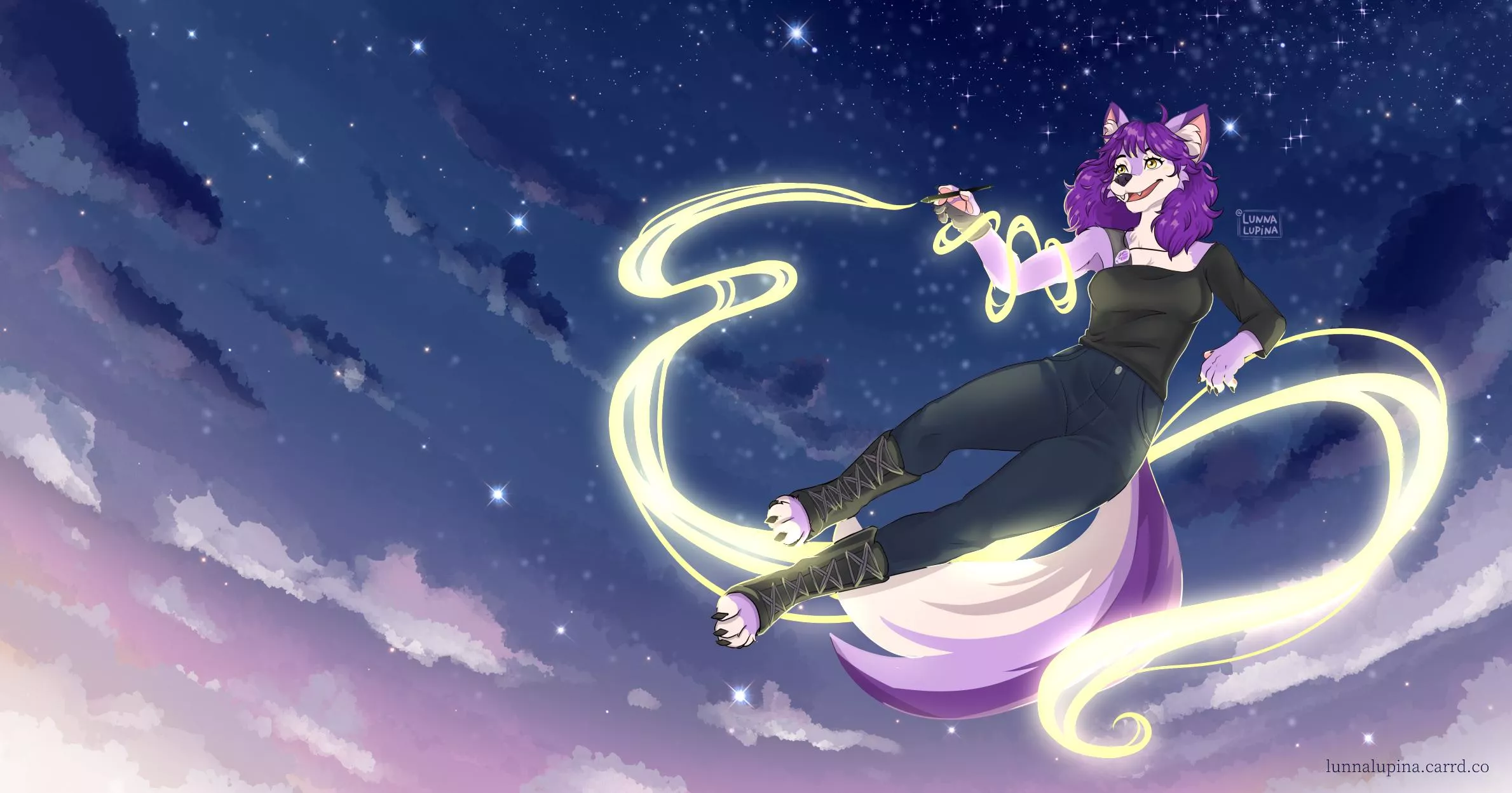 Does your fursona have any magic power? Art makes me fly!! - Art by me!