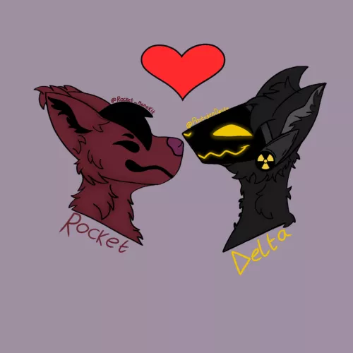 Drawing of me and my partner Delta (art by me)