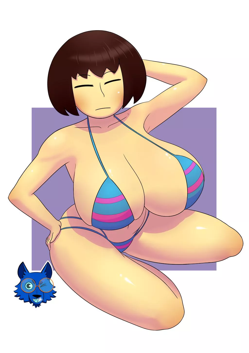 [Frisk in a bikini]